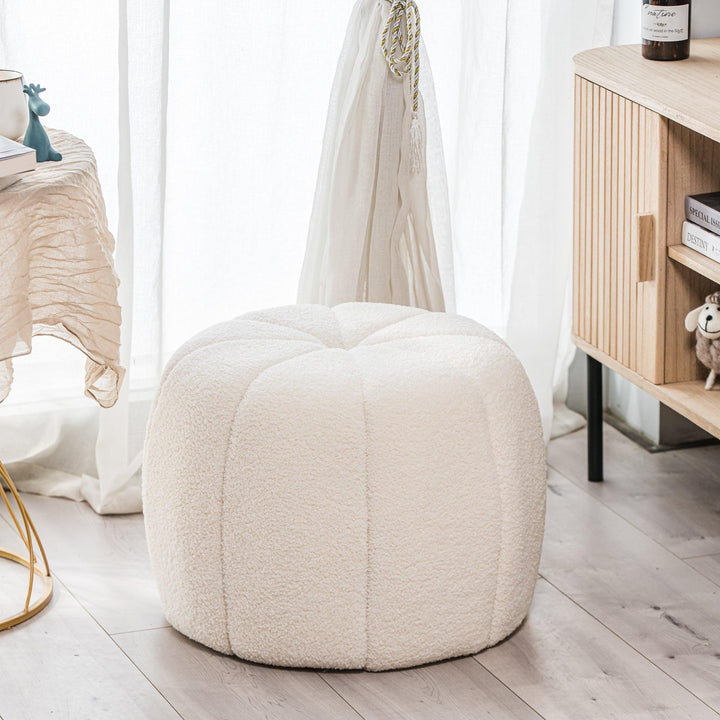 Sitzhocker aus Wolle mit Streifen Weiß