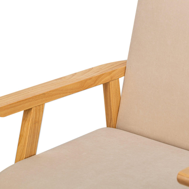 Sessel aus Massivholz und Stoff Beige