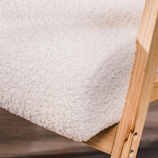 Sessel aus Massivholz und Wolle Weiß