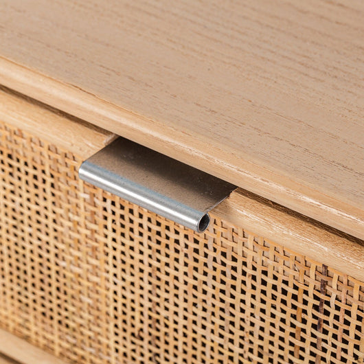 Kommode mit 3 Schubladen aus Holz und Rattan
