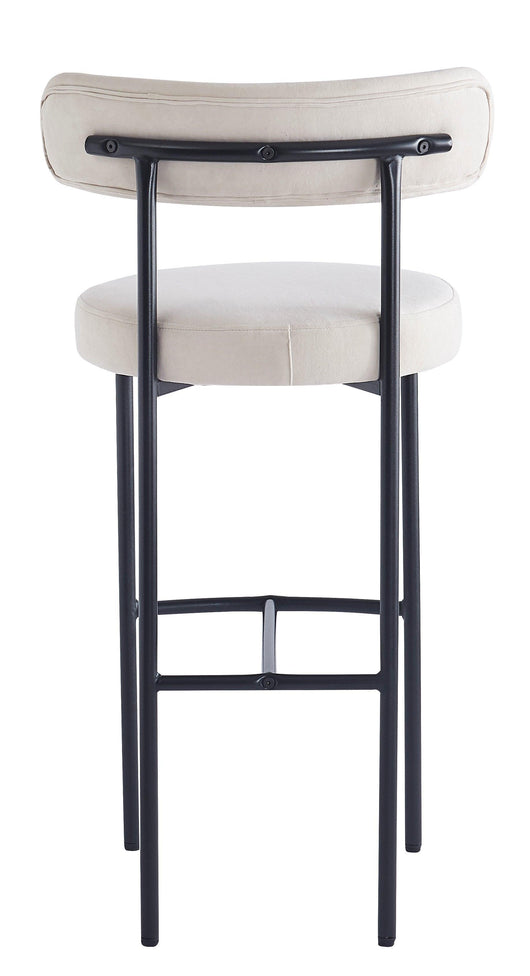 Barhocker (2er Set) aus Metall und Samt Beige